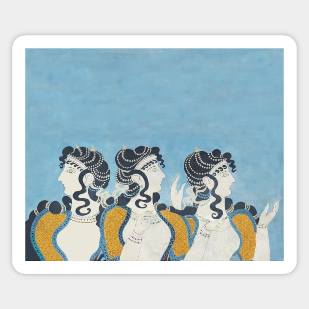 Minoan Ladies in Blue fresco after Emile Gilliéron Sticker by WillowNox7